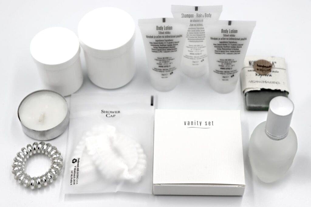 Set of Hotel Luxury Toiletries Background